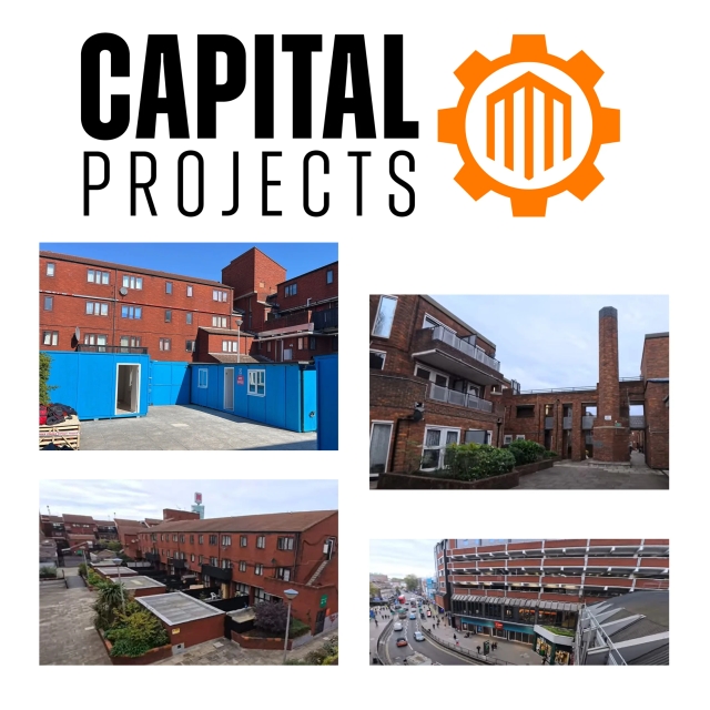 Sky City housing complex and site compound collage