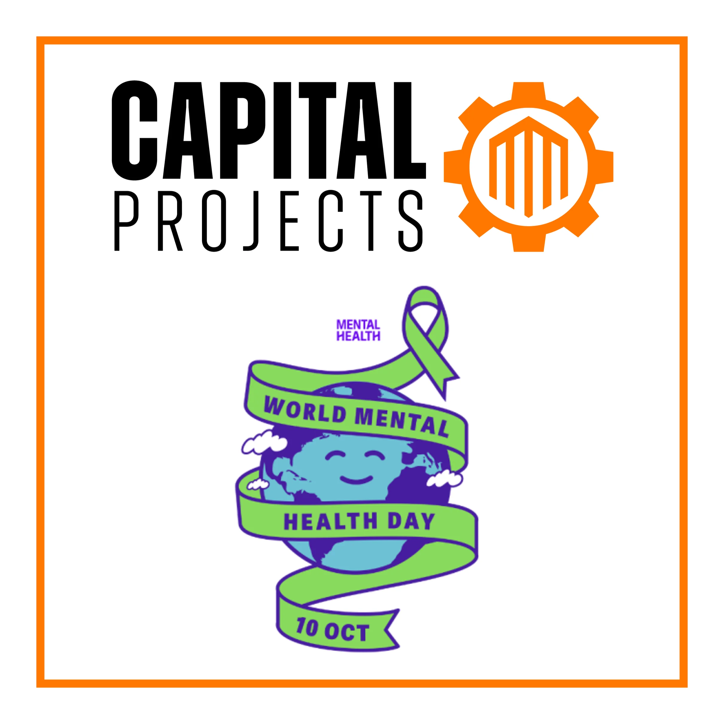 World Mental Health Day ribbon and globe graphic